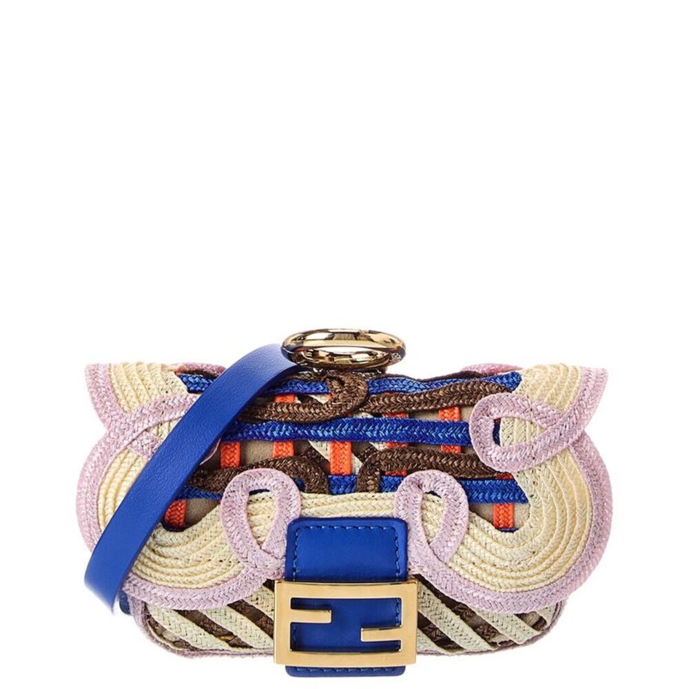 Fendi Baguette Embroidered Leather Bag Charm
